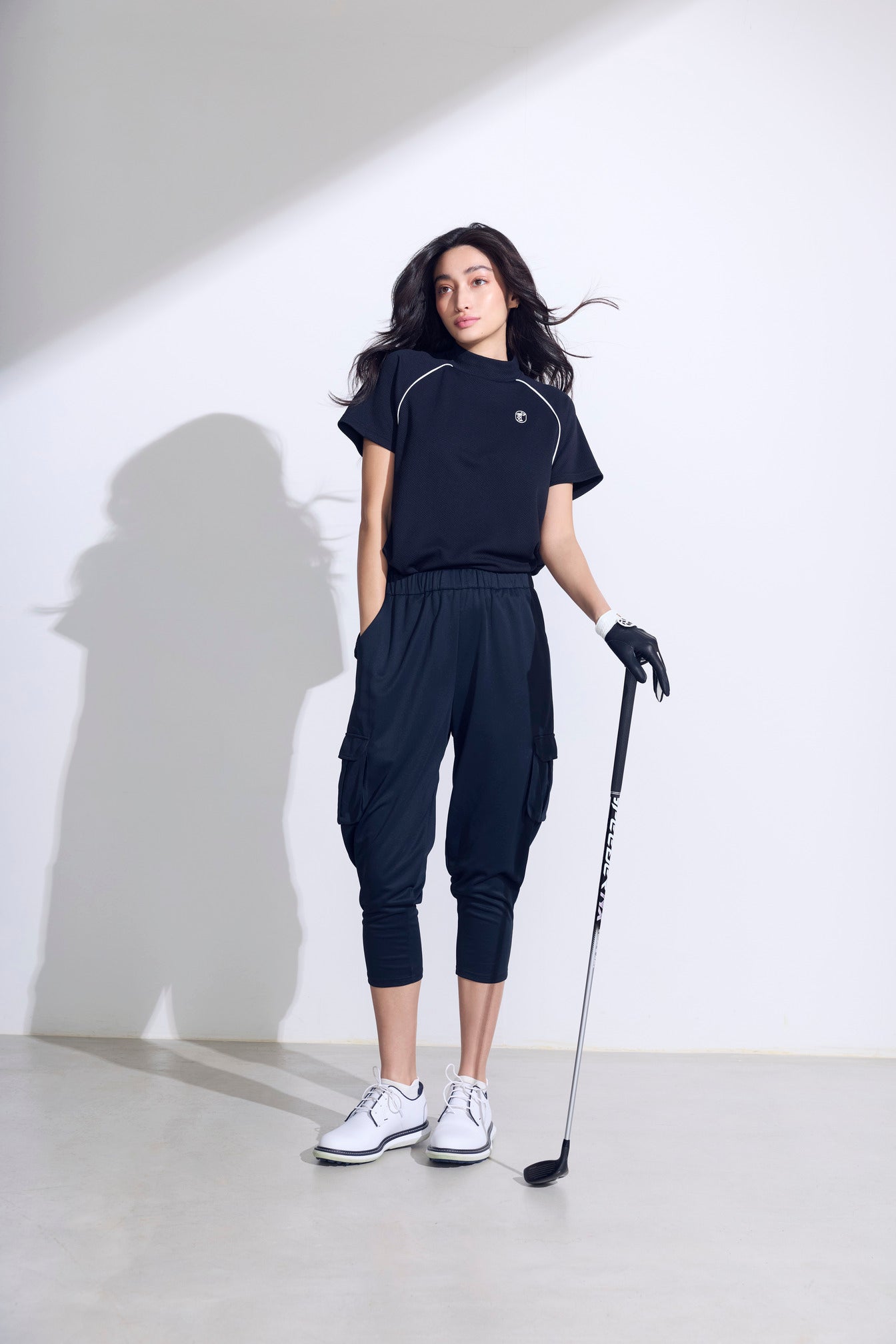 モックネックハーフスリーブシャツ