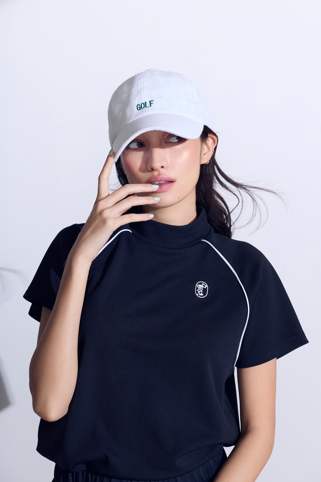 モックネックハーフスリーブシャツ