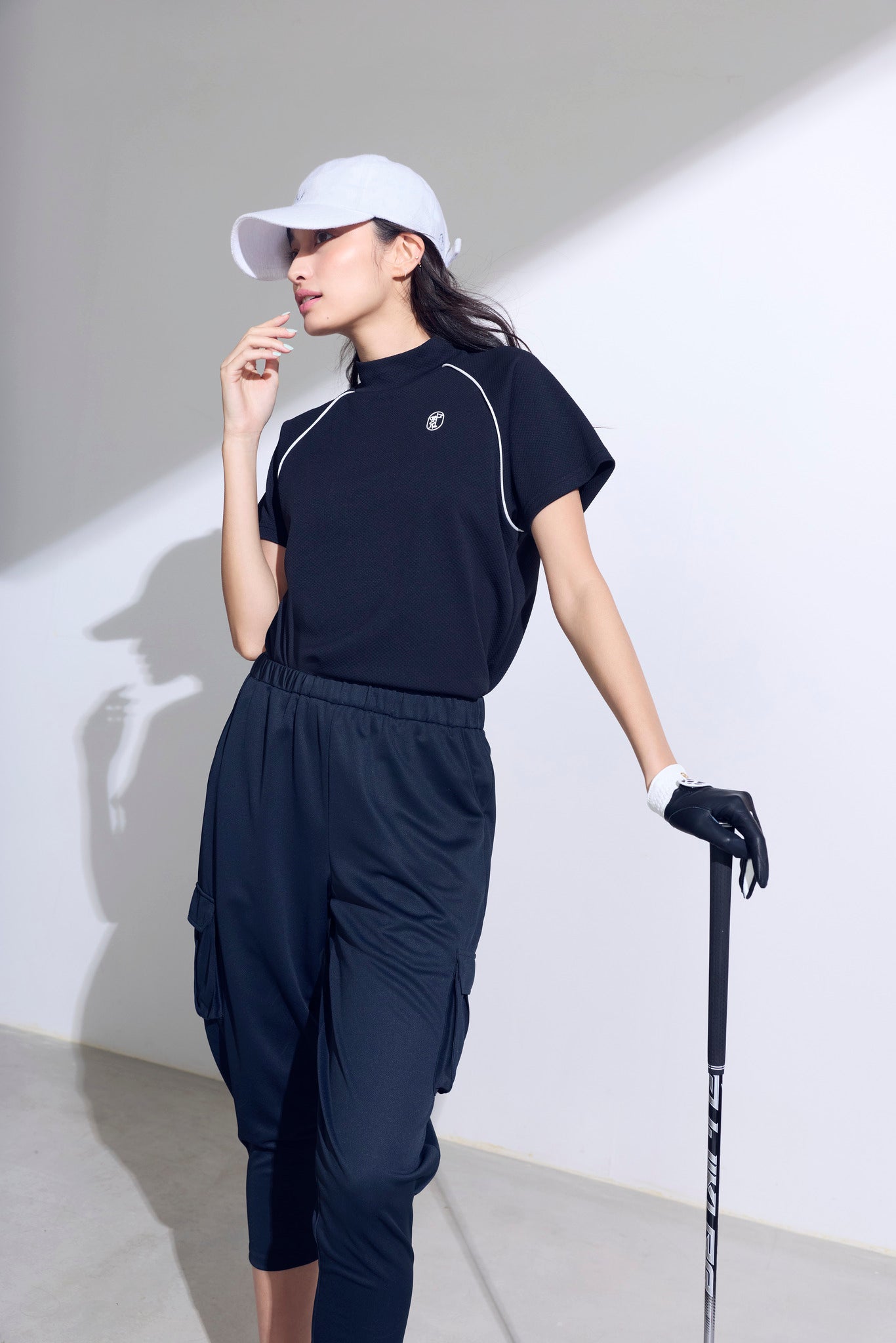 モックネックハーフスリーブシャツ